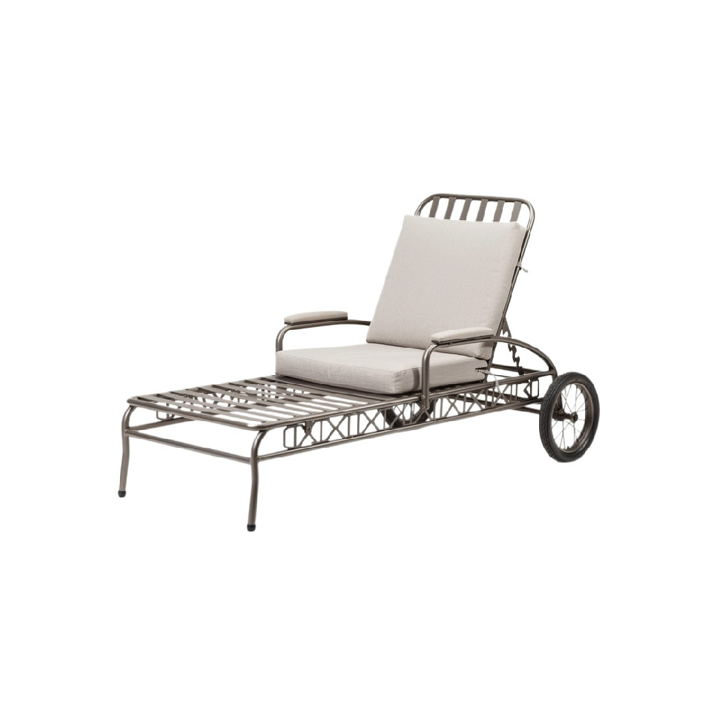 Metal Frame Adjustable Lounge Chair with Cushioned Seat and Wheels