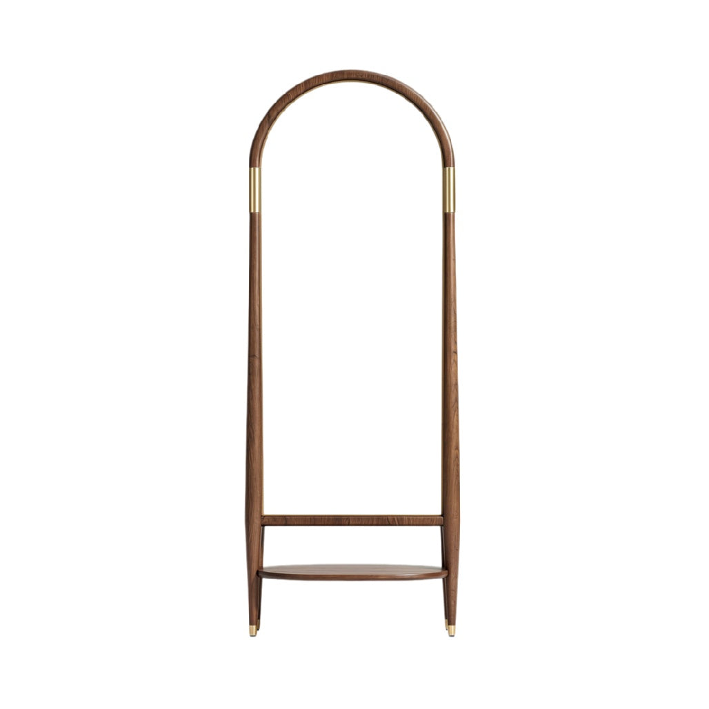 Minimalist Wooden Coat Rack with Brass Accents